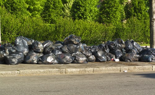 Recycling process in a commercial waste facility.